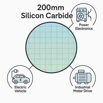 200mm Silicon Carbide Wafer with Applications in Electric Vehicles, Power Electronics, and Industrial Motor Drives
