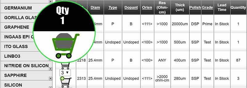 buy one test grade silicon wafer