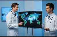 Doctors analyzing a digital medical image captured via an amorphous silicon X-ray detector panel