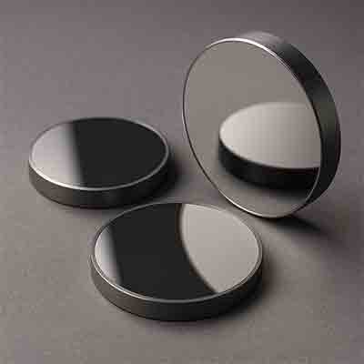 polished silicon mirrors used in optical laboratories, showing reflective surfaces and thick wafer edges