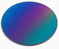 100mm Silicon-Germanium substrate with polished surface and iridescent gradient colors on a white background