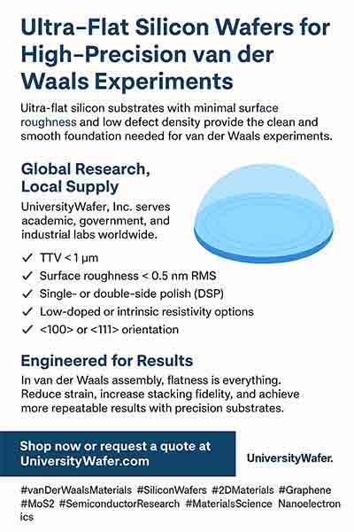 why ultra-flat silicon wafers and similar substrates are essential for van der Waals experiments.