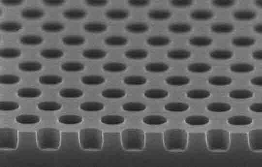 well  holes drilled into a silicon wafer