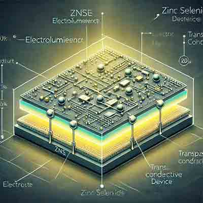 scientific illustration of a zinc selenide (ZnSe) electroluminescent device.